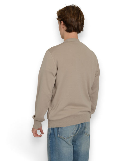 Wool Punta Felpa Roundneck Greige