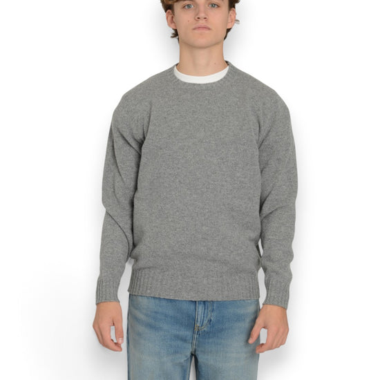 Wool Casmere Roundneck Topo Grigio Melange