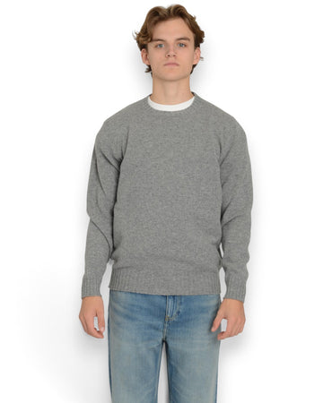 Wool Casmere Roundneck Topo Grigio Melange