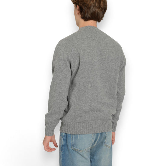Wool Casmere Roundneck Topo Grigio Melange