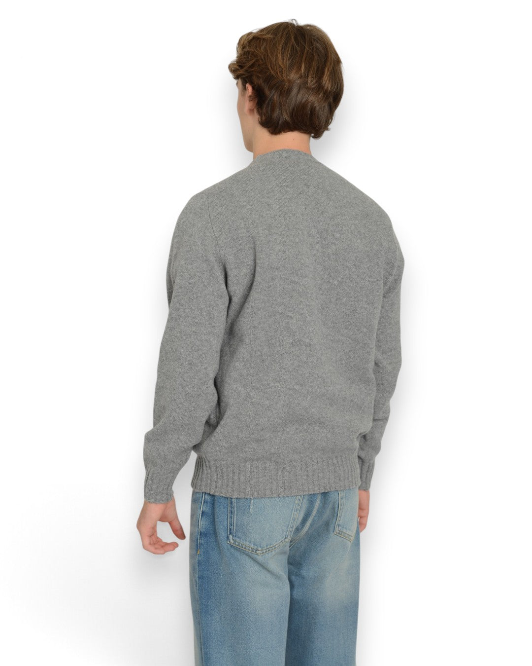 Wool Casmere Roundneck Topo Grigio Melange
