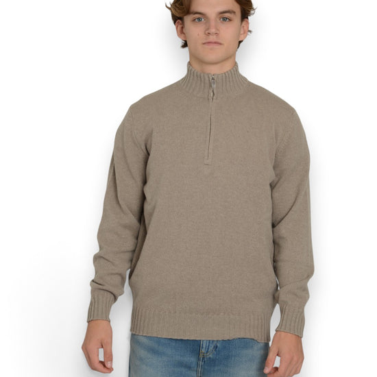 120's Mernowool Cashmere Halfzip Argento Azteceo