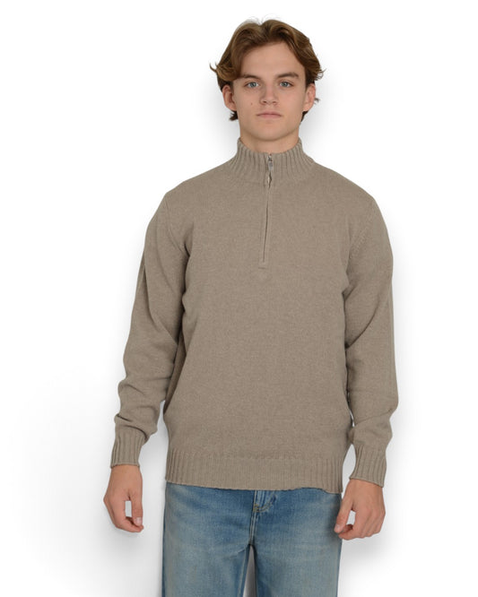 120's Mernowool Cashmere Halfzip Argento Azteceo