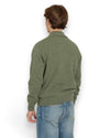 Wool Cashmere 7 Gauge Polo Military Green Senecio Melange