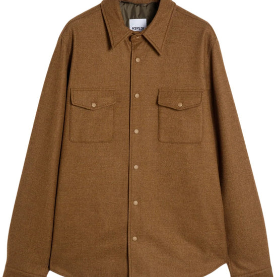 Technical wool Overshirt Jacket Tabacco