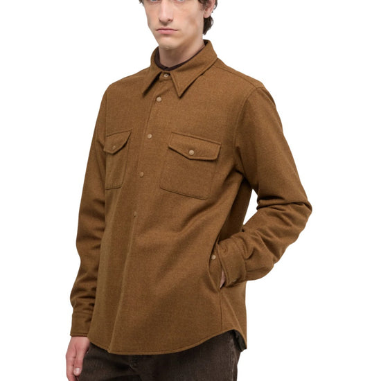 Technical wool Overshirt Jacket Tabacco