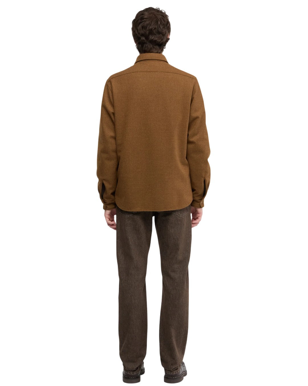Technical wool Overshirt Jacket Tabacco