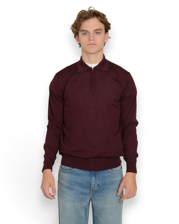 Royal Merino Zip Polo Marsala