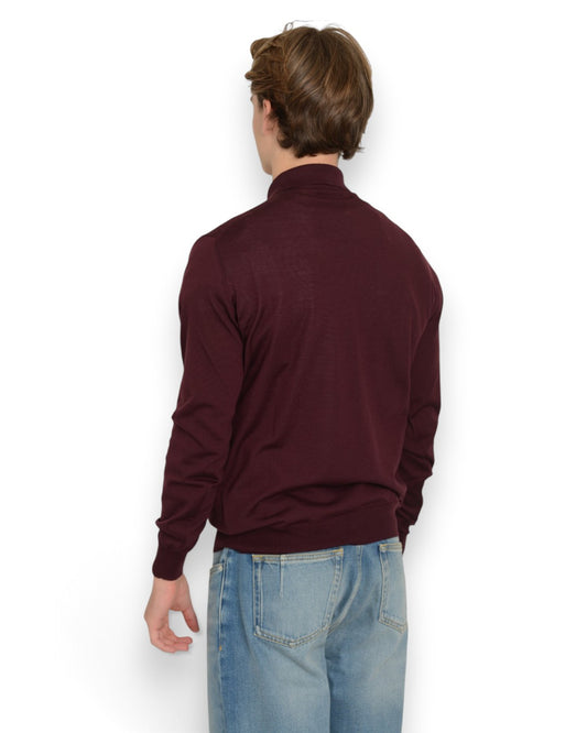 Royal Merino Zip Polo Marsala