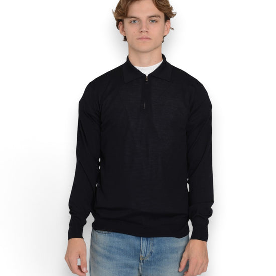 Royal Merino Zip Polo Navy