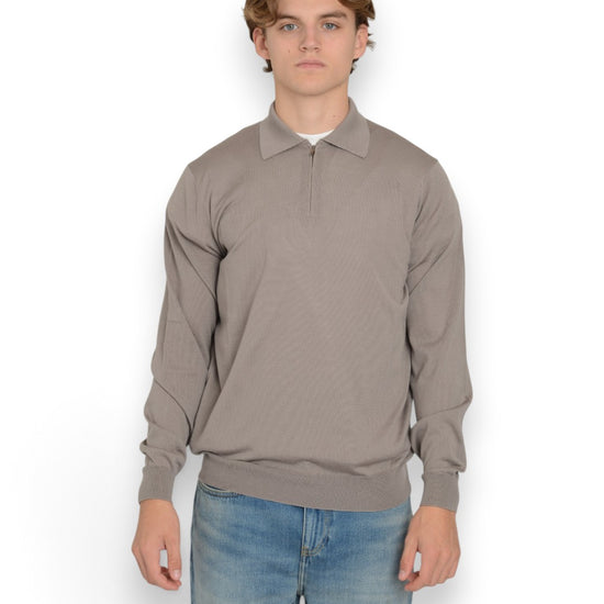 Royal Merino Zip Polo Fango