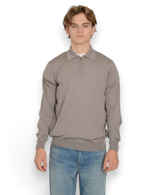 Royal Merino Zip Polo Fango