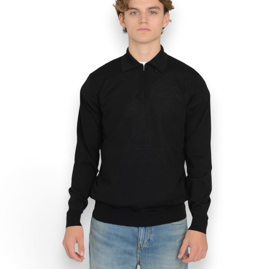 Royal Merino Zip Polo Black