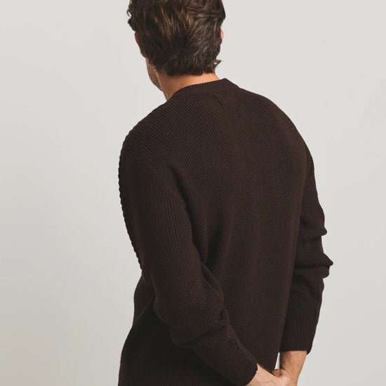 Andre Structured Merino Wool Pullover Dark Brown