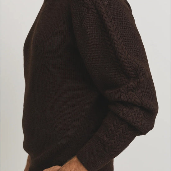 Andre Structured Merino Wool Pullover Dark Brown