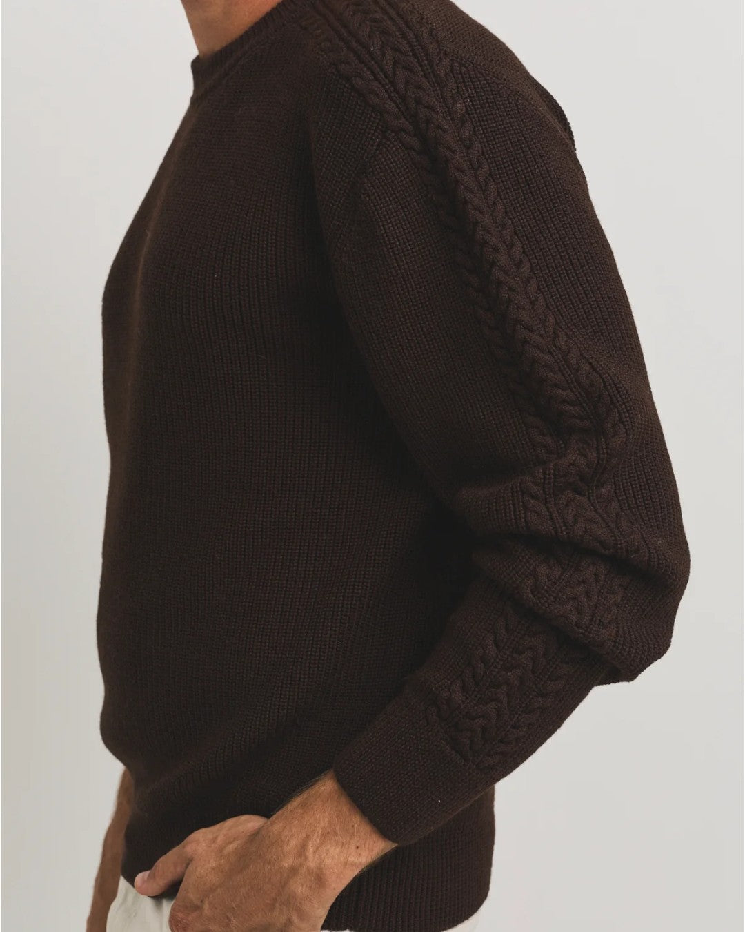 Andre Structured Merino Wool Pullover Dark Brown