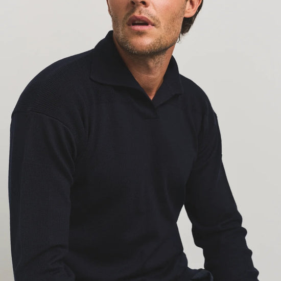 Merino Wool Amory Polo Navy