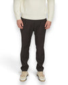 Single Pleat Slim Tapered Brown Fit elastic Waistband