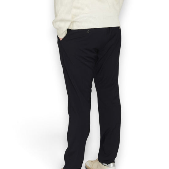 Single Pleat Notte Blue Slim Tapered Fit elastic Waistband