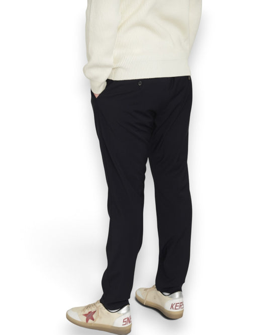 Single Pleat Notte Blue Slim Tapered Fit elastic Waistband