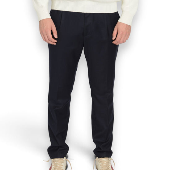 Single Pleat Notte Flannel Tapered Fit elastic Waistband