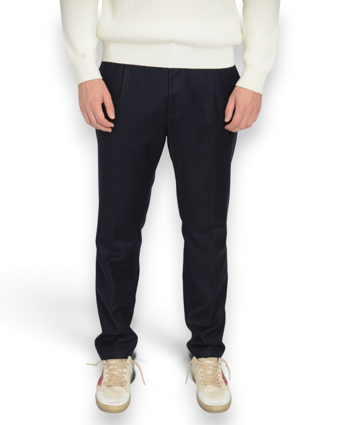 Single Pleat Notte Flannel Tapered Fit elastic Waistband