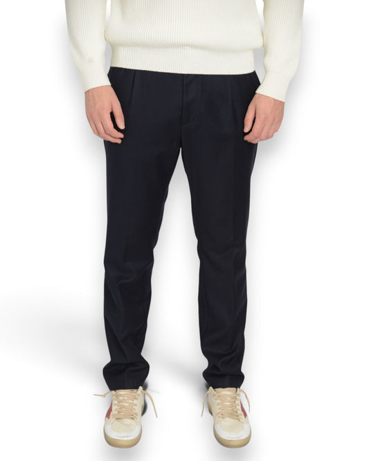 Single Pleat Notte Flannel Tapered Fit elastic Waistband