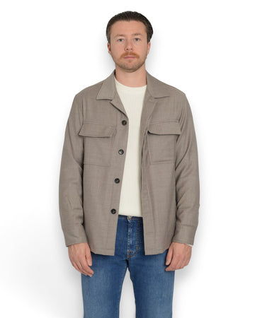 Overshirt Tortora Flannel  With Chest Pockets