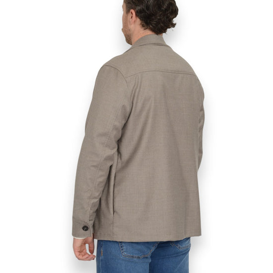 Overshirt Tortora Flannel  With Chest Pockets