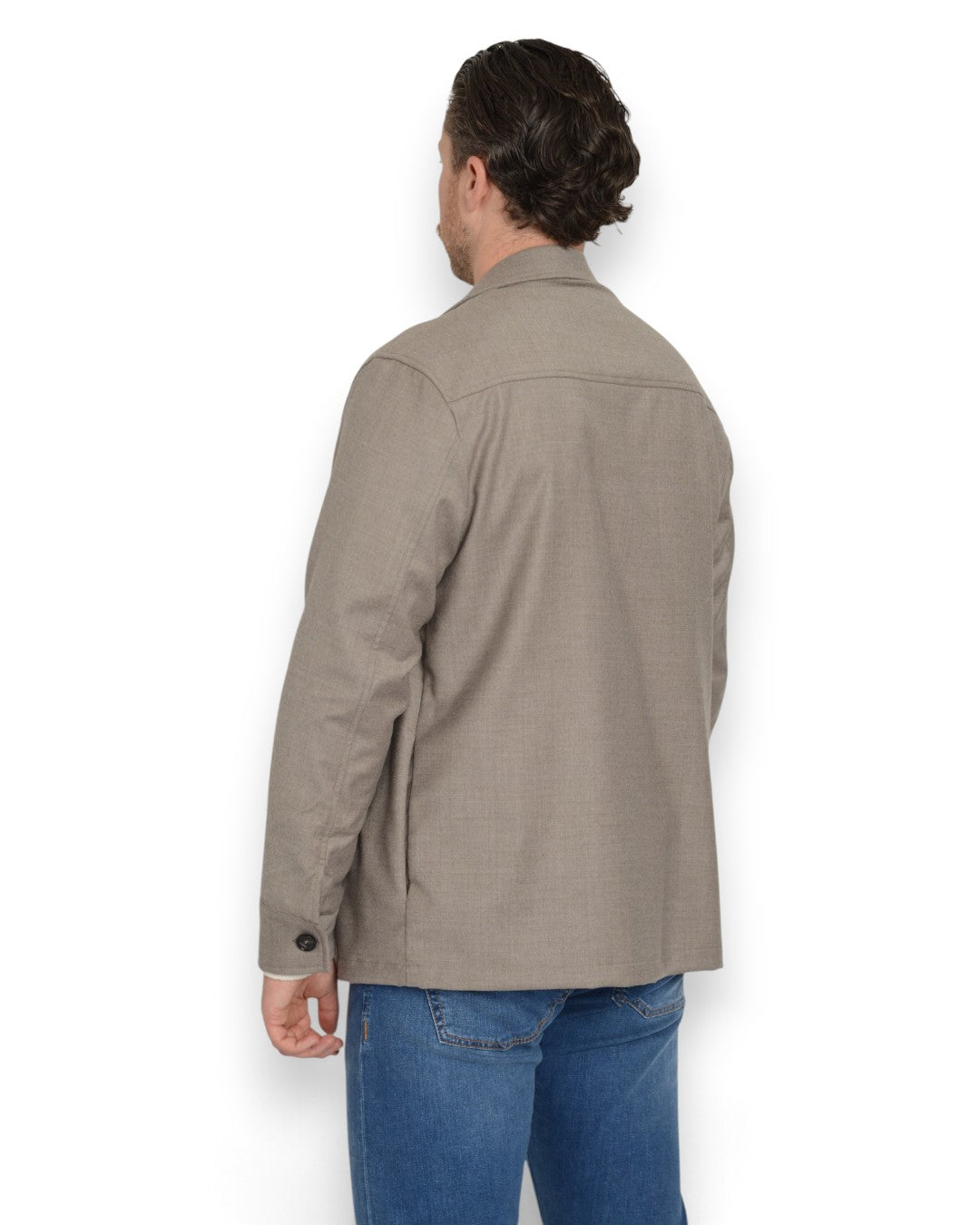 Overshirt Tortora Flannel  With Chest Pockets