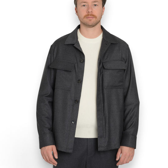 Overshirt Anthracite Flannel With Chest Pockets