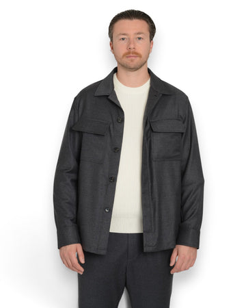 Overshirt Anthracite Flannel With Chest Pockets