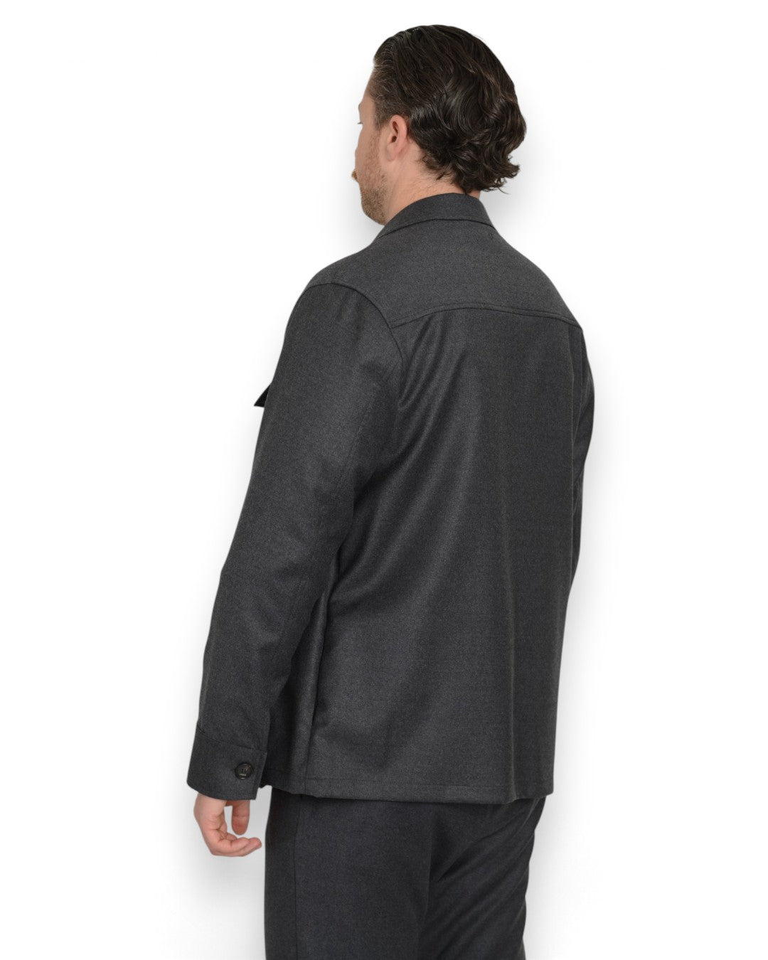 Overshirt Anthracite Flannel With Chest Pockets