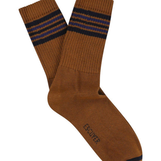 5 Stripes Crew Socks Brown/Blue/Navy