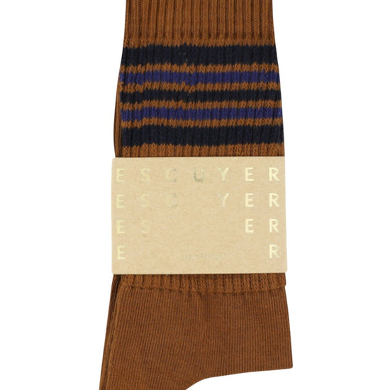 5 Stripes Crew Socks Brown/Blue/Navy