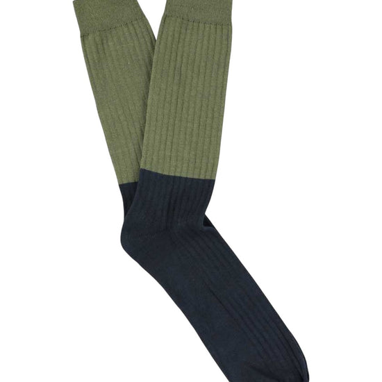Colour Block Olive/Indigo Socks