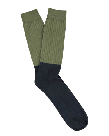 Colour Block Olive/Indigo Socks