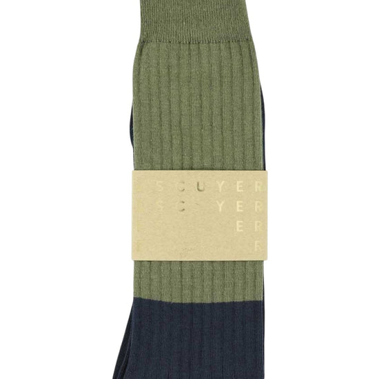 Colour Block Olive/Indigo Socks