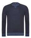 Marine Blue Wool Silk Blend Pullover
