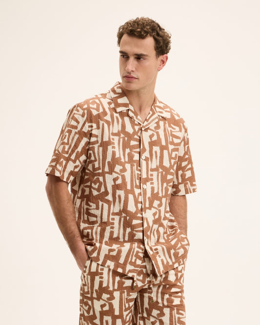 Seven SS Bowlingshirt Beige Brown
