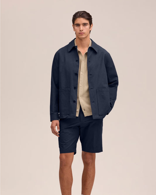 NN.07 Blaze 10038 Seersucker Overshirt Navy