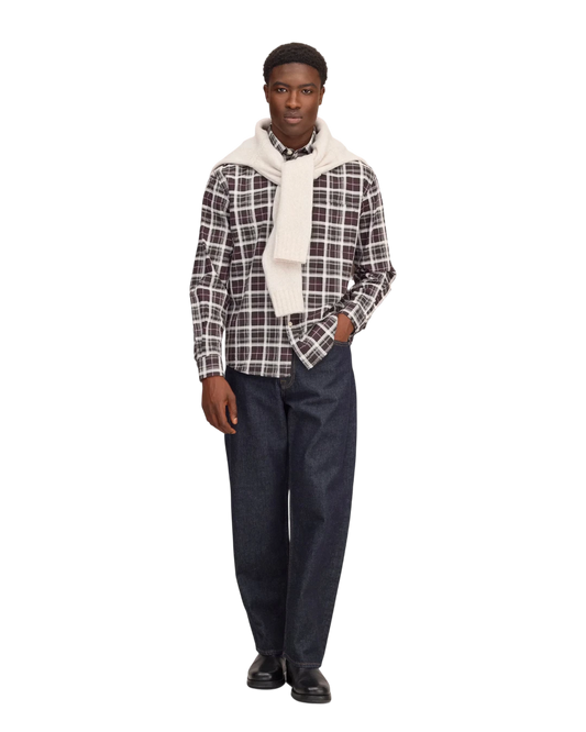 NN.07 Deon 50037 Organic Cotton Shirt Wine Check