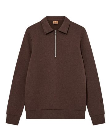 MMGAbel Half Zip Polo Sweater Chocolate Brown Melange