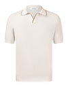 Cream Honeycomb Knitted Cotton Skipper Polo