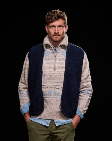 Ecru Multi William Half Zip Pullover