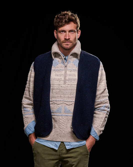 Ecru Multi William Half Zip Pullover