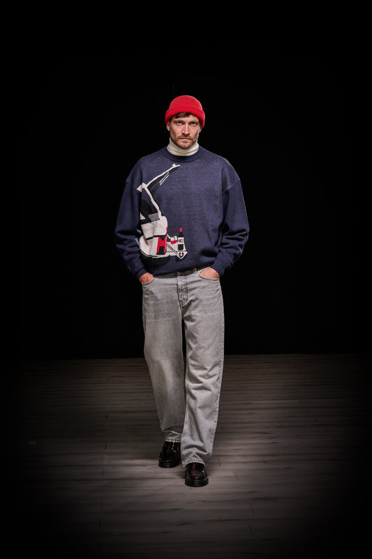 Navy Winedrive Cotton Knit Rel