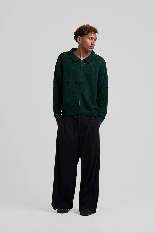 Heart Zip Cotton Knit Green