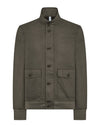 Green Brown Soil Alcamo Button Closure Bomber Jacket