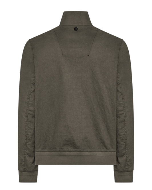 Green Brown Soil Alcamo Button Closure Bomber Jacket